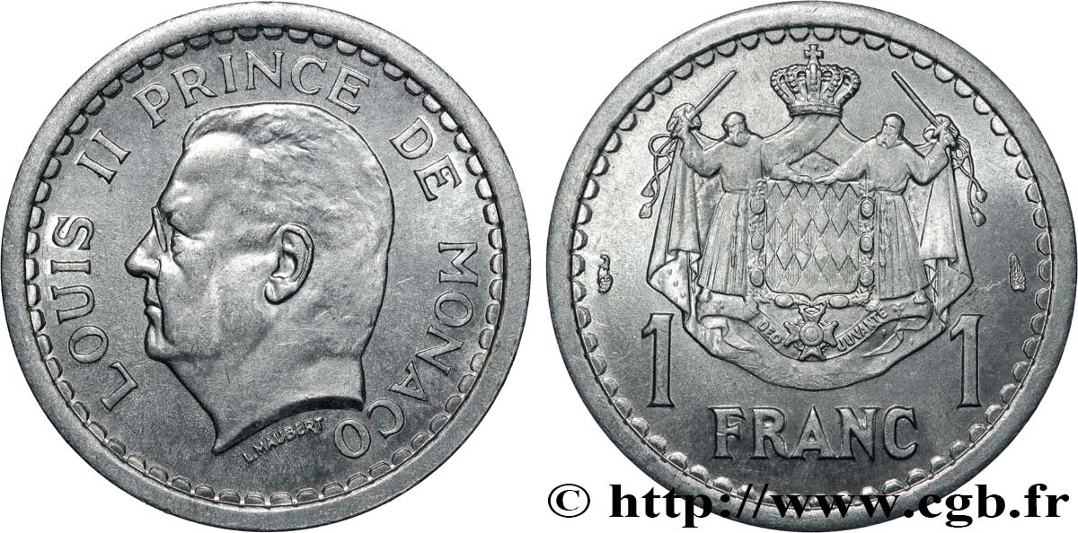 MONACO 1 Franc Louis II (1943) Paris FDC 