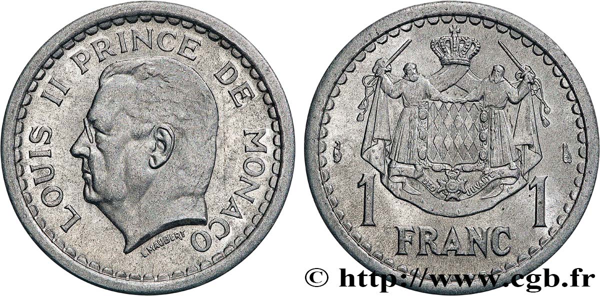 MONACO 1 Franc Louis II (1943) Paris FDC 