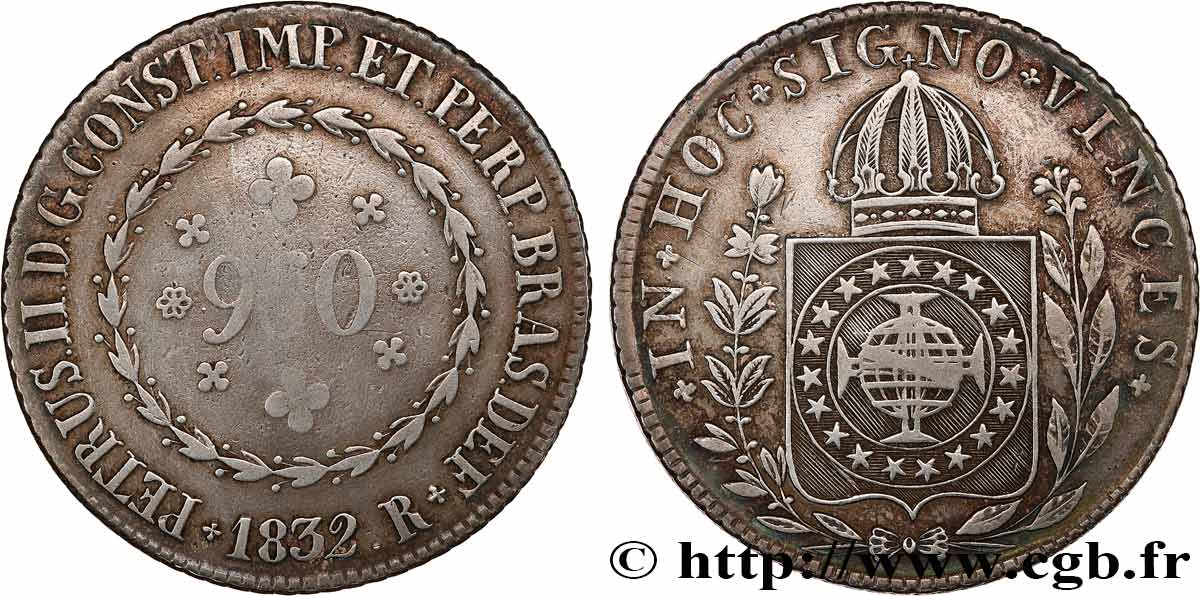 BRAZIL - EMPIRE OF BRAZIL - PETER I 960 Réis  1832 Rio de Janeiro XF 