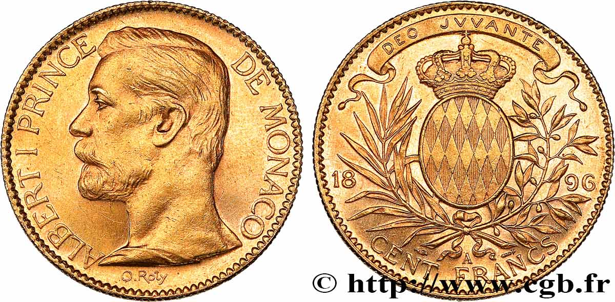 MONACO 100 Francs or Albert Ier 1896 Paris AU 