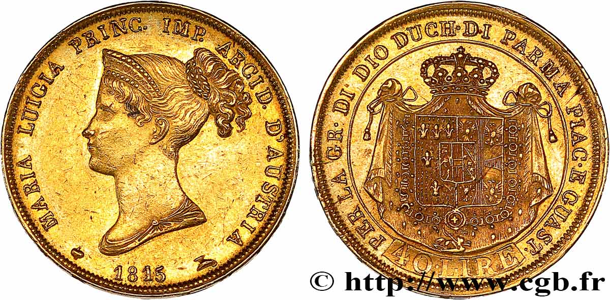 ITALY - PARMA AND PIACENZA 40 Lire Marie-Louise 1815 Milan XF/AU 