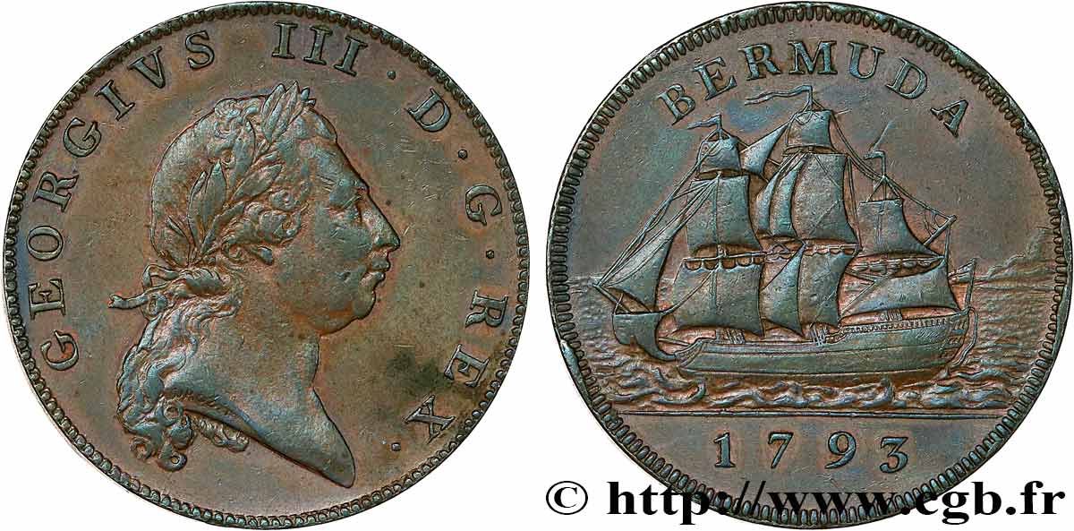 BERMUDAS 1 Penny Georges III 1793  MBC+/EBC 