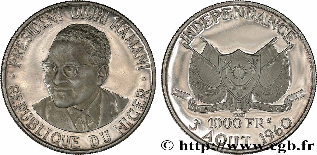 NIGER - REPUBLIK - HAMANI DIORI Essai de 1000 Francs 1960 Paris VZ 