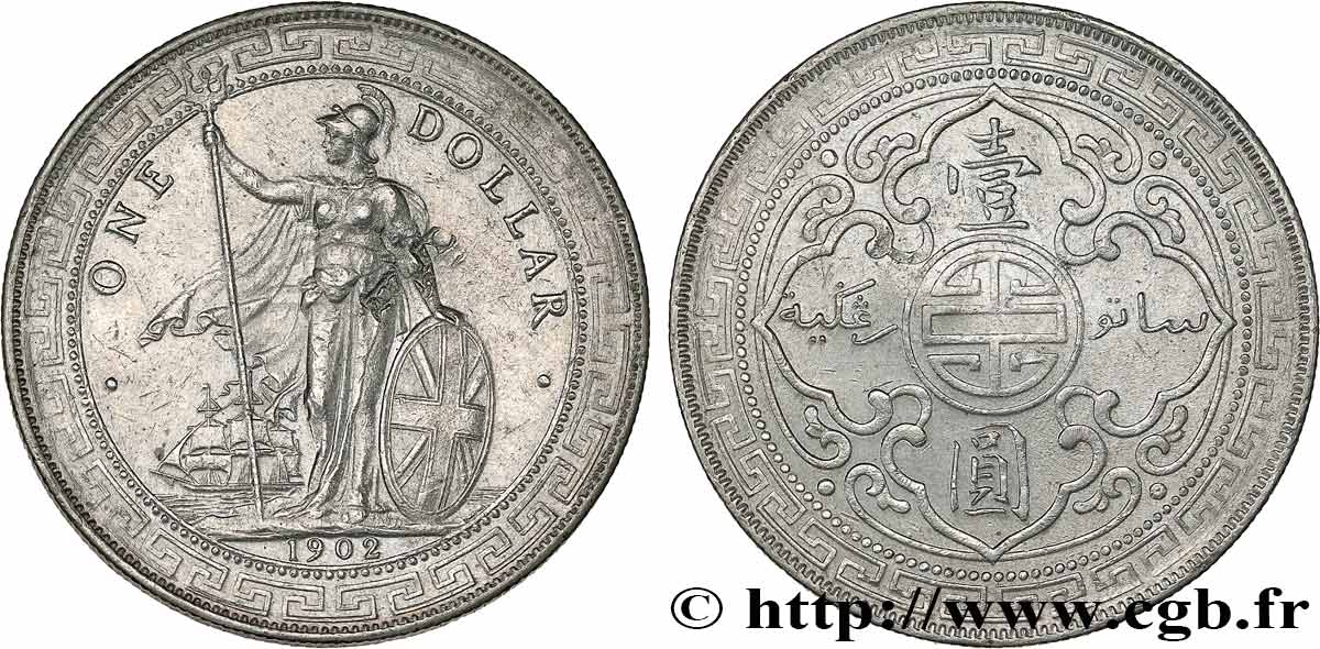 GRANDE BRETAGNE - VICTORIA Trade dollar 1902 Bombay TTB 