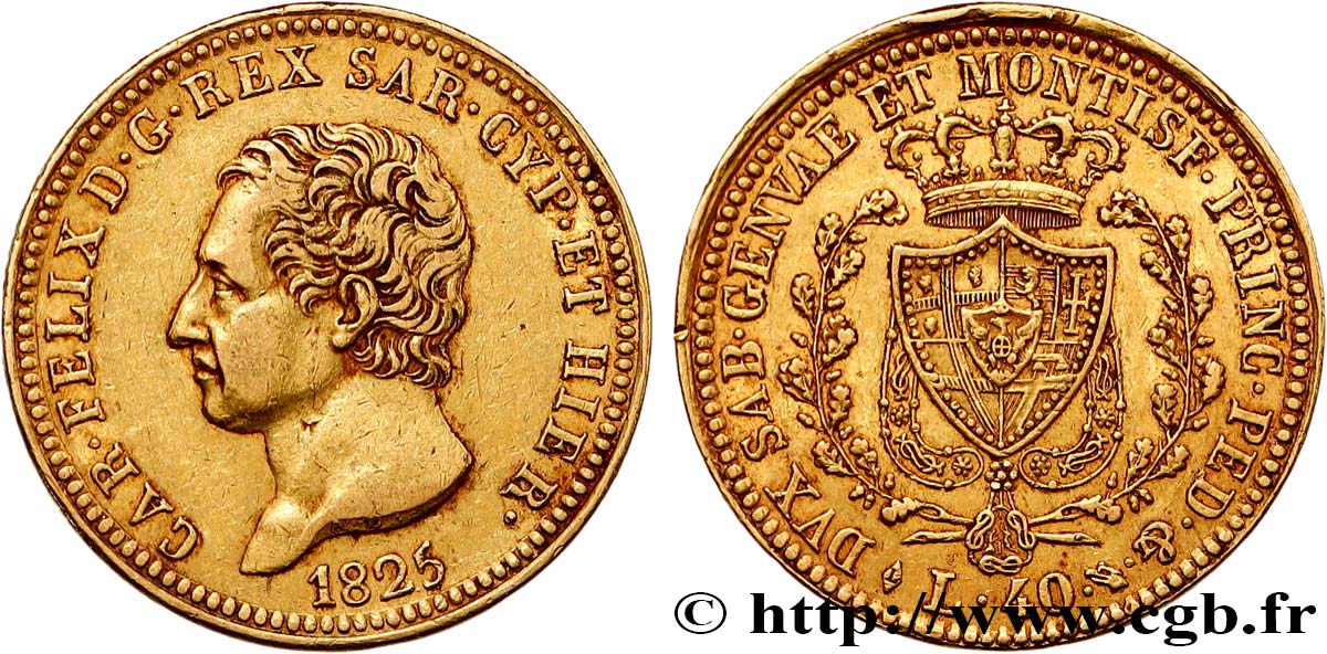 GOLD-, PALLADIUM- UND PLATIN-INVESTITIONEN 40 Lire Charles-Félix 1825 Turin SS 