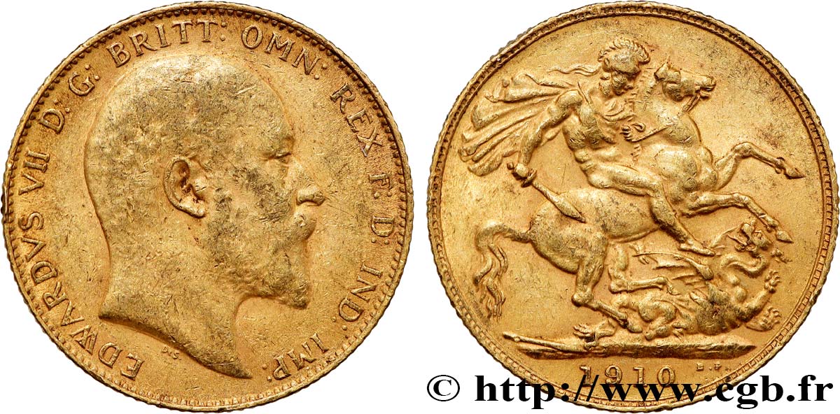 OR, PALLADIUM ET PLATINE INVESTISSEMENT 1 Souverain Édouard VII 1910 Londres TTB 