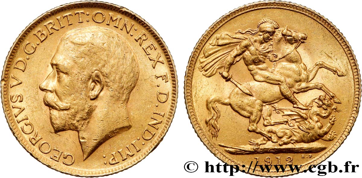 OR, PALLADIUM ET PLATINE INVESTISSEMENT 1 Souverain Georges V 1912 Londres TTB+ 