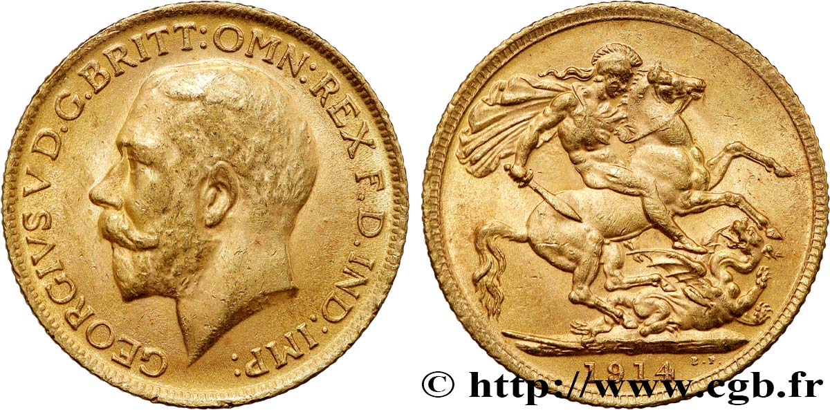 INVESTMENT GOLD 1 Souverain Georges V 1914 Londres SS 