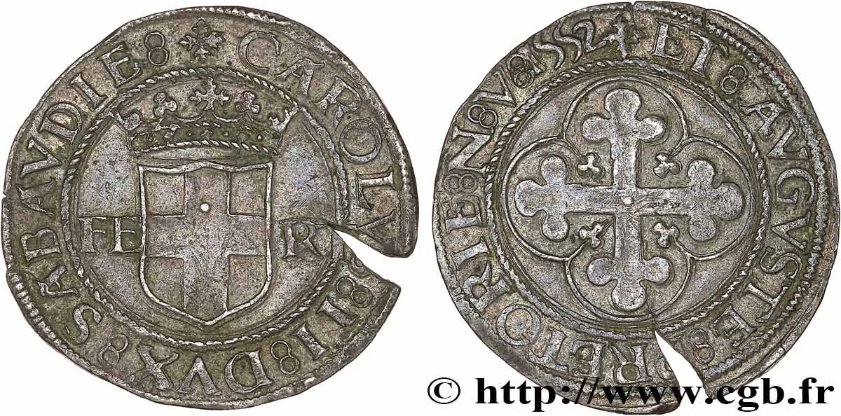 SAVOY - DUCHY OF SAVOY - CHARLES II THE GOOD 4 Gros, 1er type (grosso) 1552 Aoste XF 