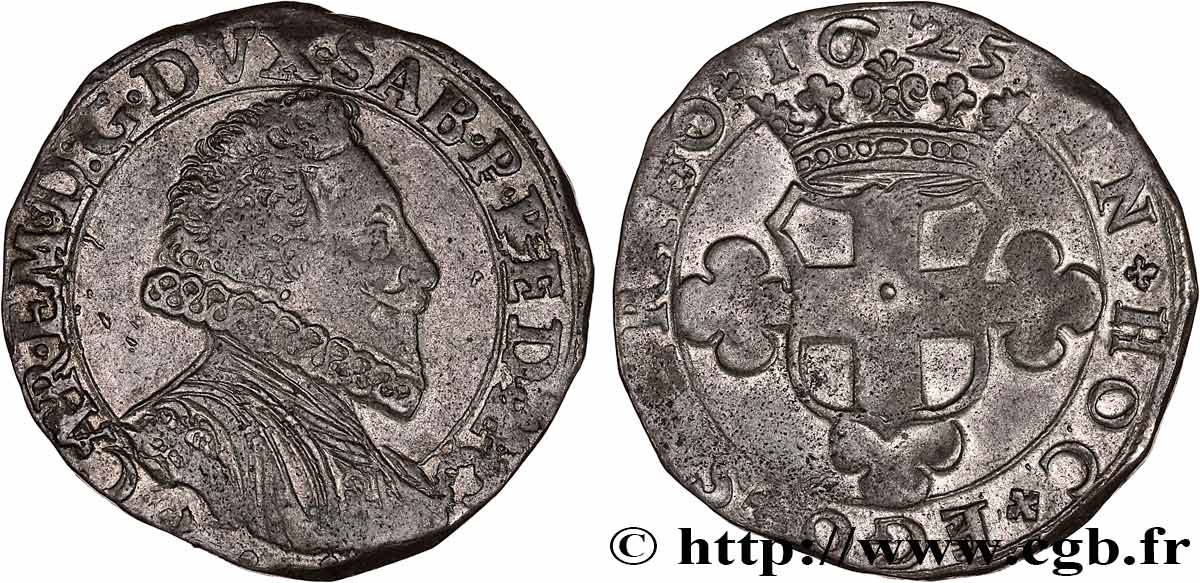 SAVOY - DUCHY OF SAVOY - CHARLES-EMMANUEL I 2 Florins, 3e type 1625 Verceil XF 