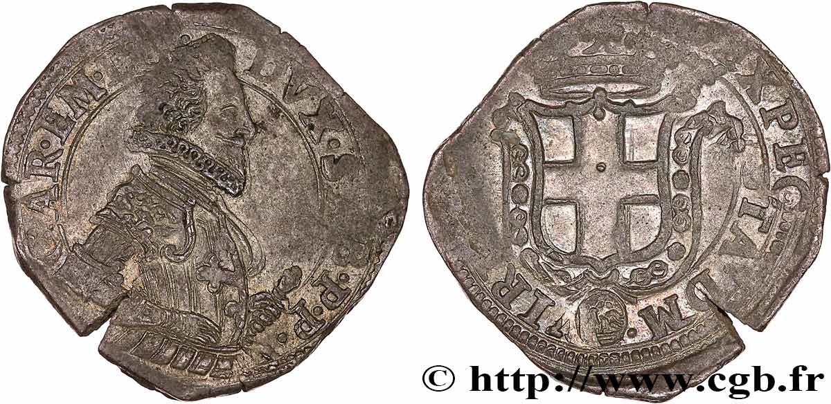 SAVOYEN - HERZOGTUM SAVOYEN - KARL EMANUEL I. Florin (fiorino), 3e type n.d. Turin SS 