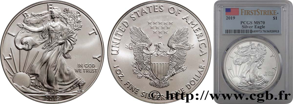 ESTADOS UNIDOS DE AMÉRICA 1 Dollar type Liberty Silver Eagle 2019  FDC70 PCGS