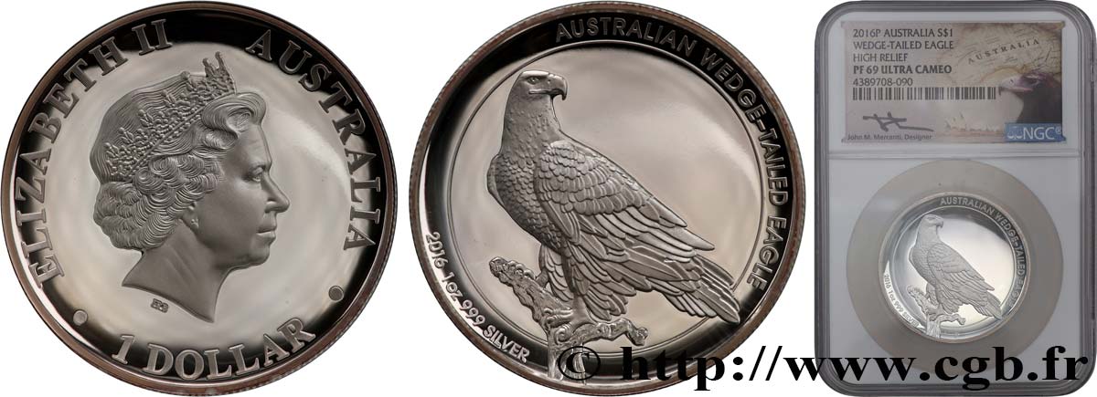AUSTRALIE 1 Dollar aigle Proof  2016 Perth FDC69 NGC