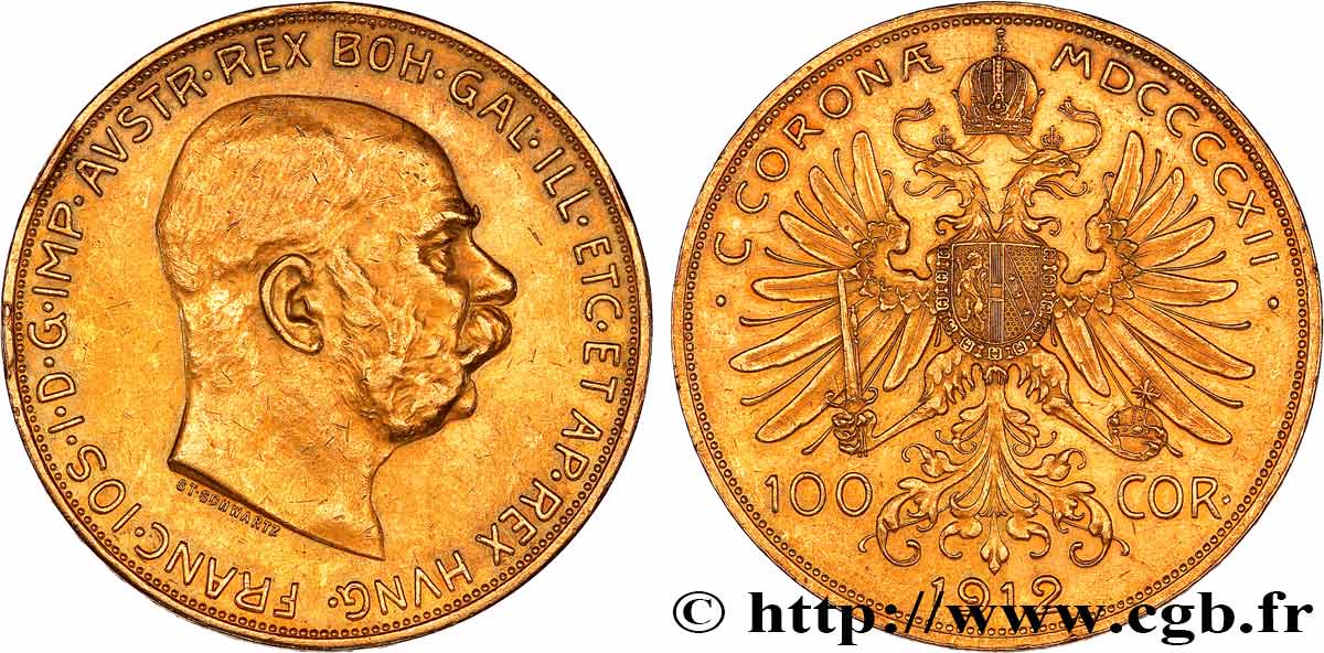AUTRICHE - FRANÇOIS-JOSEPH Ier 100 Corona  1912 Vienne EBC 