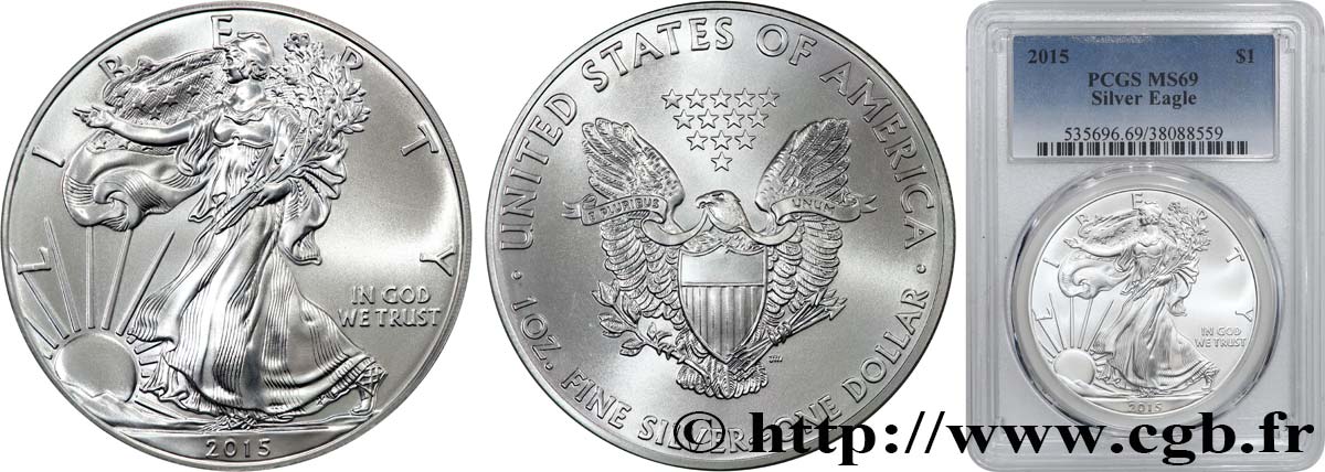 ÉTATS-UNIS D AMÉRIQUE 1 Dollar Silver Eagle 2015  FDC69 PCGS