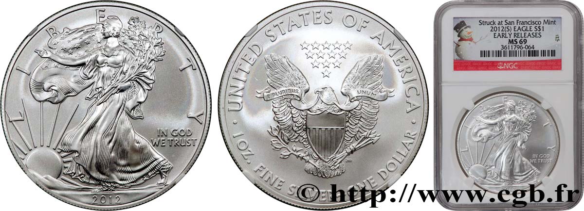 ÉTATS-UNIS D AMÉRIQUE 1 Dollar type Liberty Silver Eagle 2012 San Francisco FDC69 NGC