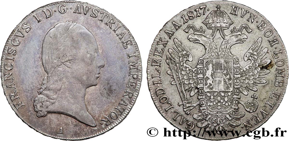 AUSTRIA - FRANCIS OF AUSTRIA Thaler 1817 Vienne XF 