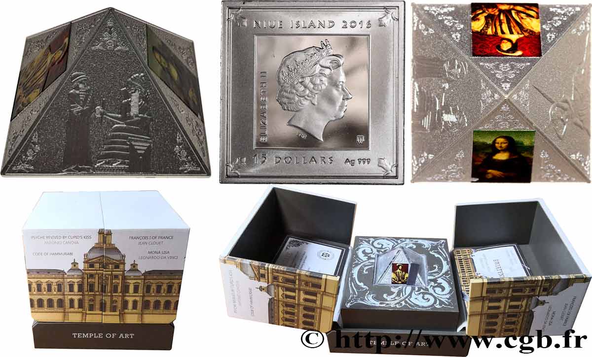 NIUÉ 15 Dollars Proof Temple of Art 2016  FDC 