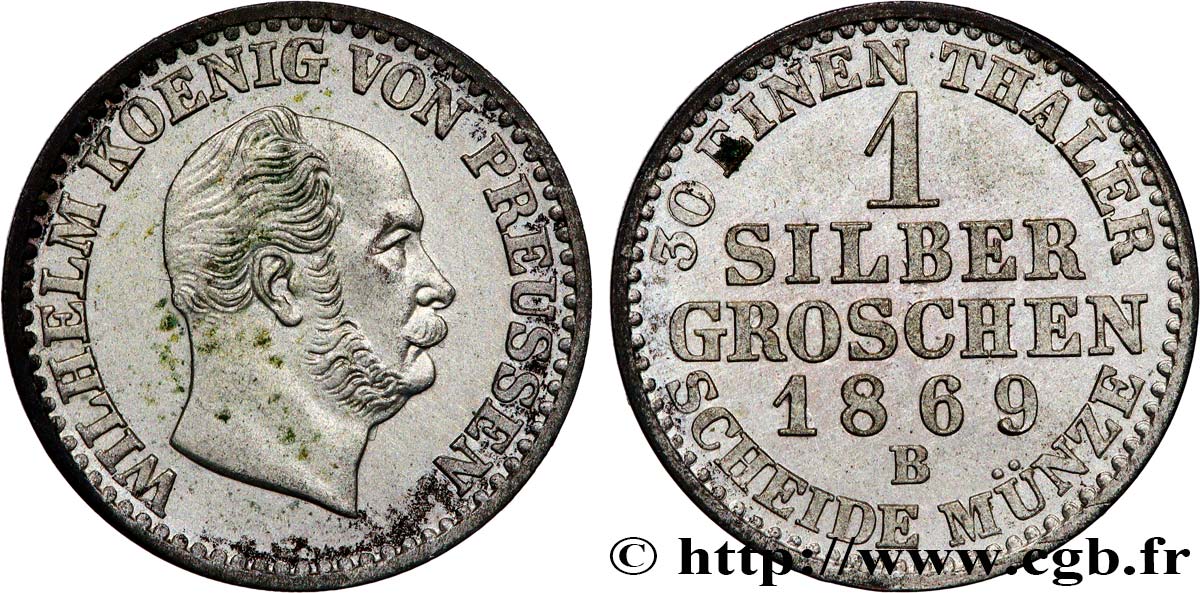 GERMANY - PRUSSIA 1 Silbergroschen (1/30 Thaler) Guillaume 1869 Hanovre - B MS 