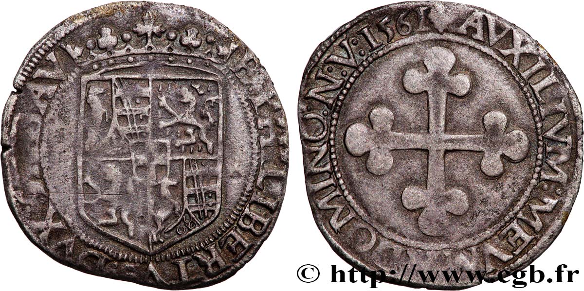 HERZOGTUM SAVOYEN - EMMANUEL PHILIBERT 3 Grossi, 3e type 1561 Aoste SS 
