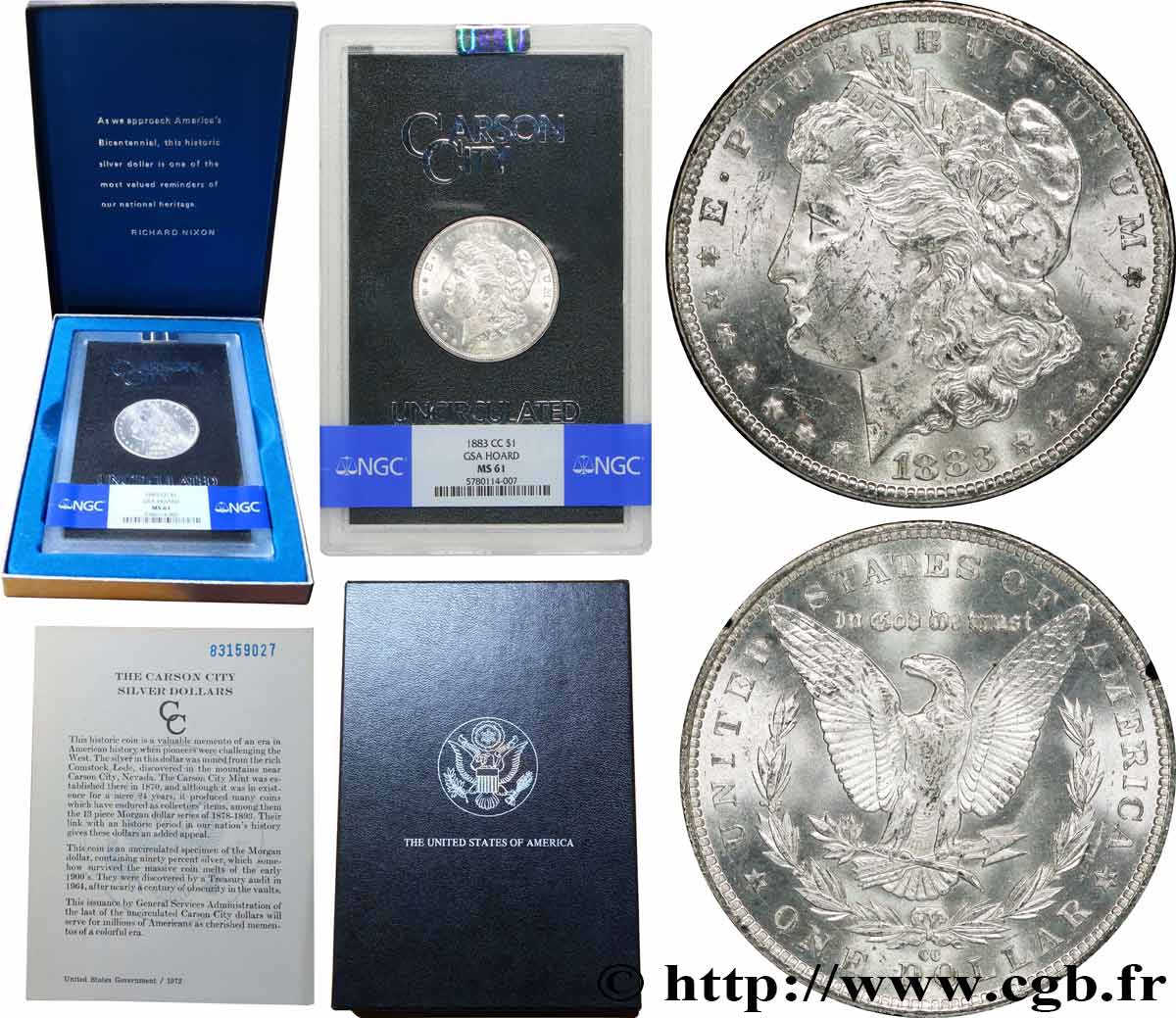 ÉTATS-UNIS D AMÉRIQUE 1 Dollar Morgan 1883 Carson City  SPL61 NGC