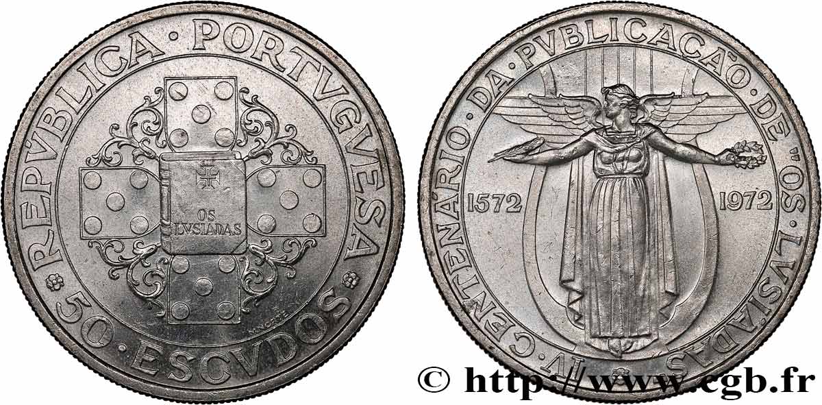 PORTUGAL 50 Escudos 400e anniversaire de la publication des Lusiades, poême épique de Luís de Camões 1972  EBC 