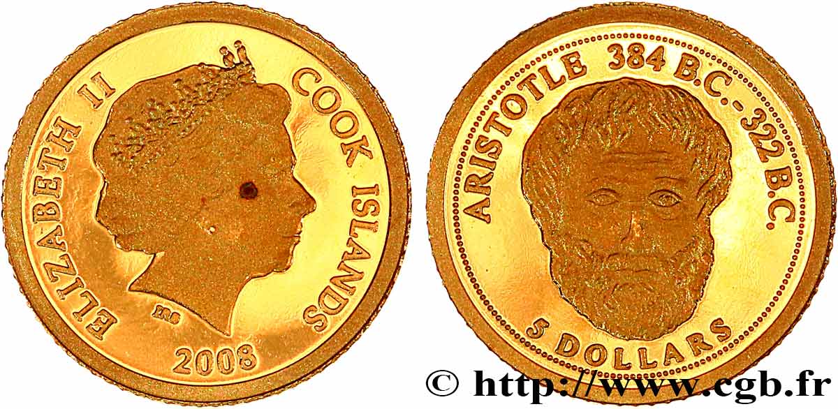 COOK INSELN 5 Dollars Proof Aristote 2008  ST 