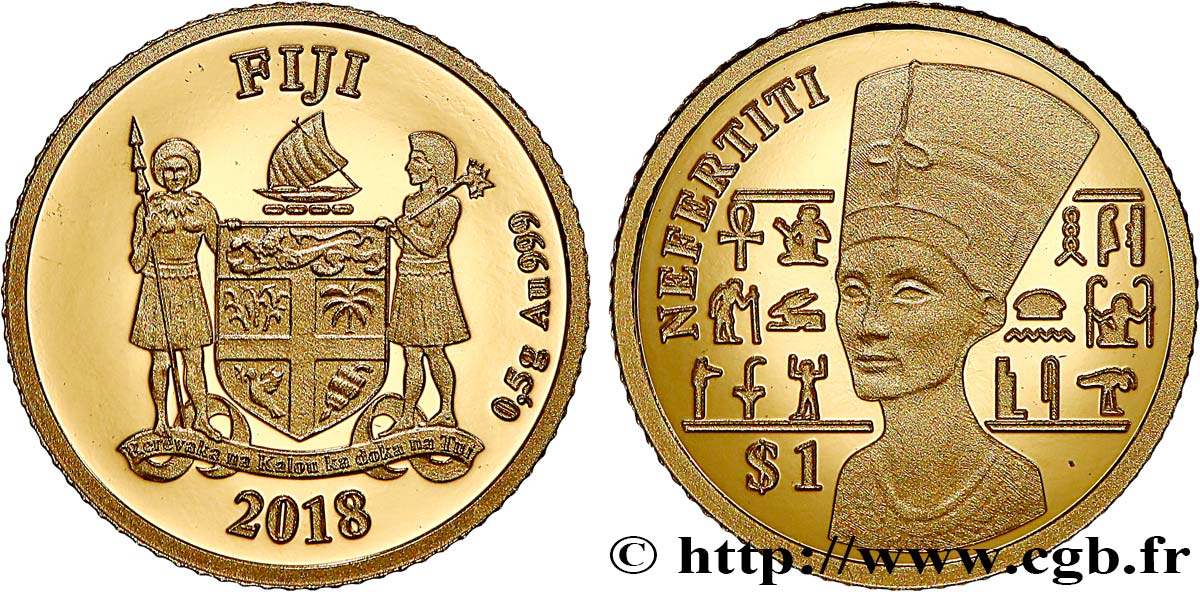 FIDJI 1 Dollar Proof Nefertiti 2018  FDC 