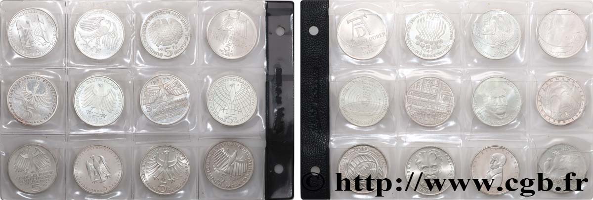 ALLEMAGNE Ensemble de 12 monnaies de 5 Mark 1971-1979  SPL 