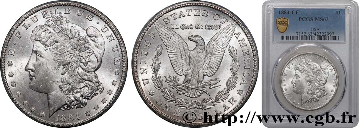 ESTADOS UNIDOS DE AMÉRICA 1 Dollar Morgan, GSA Hoard 1884 Carson City - CC SC63 PCGS