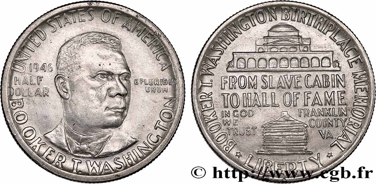 ÉTATS-UNIS D AMÉRIQUE 1/2 Dollar Booker T. Washington Memorial 1946 Denver TTB+ 