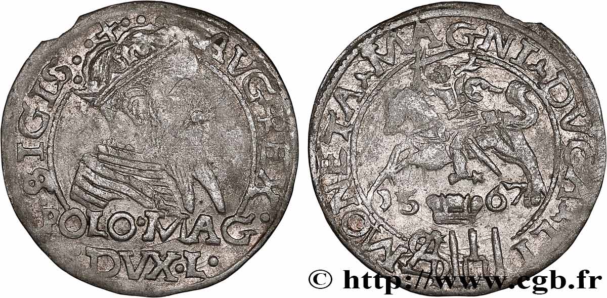 LIVONIA - GRAND DUCHY OF LITHUANIA - SIGISMUND II VASA Gros 1567  VF 