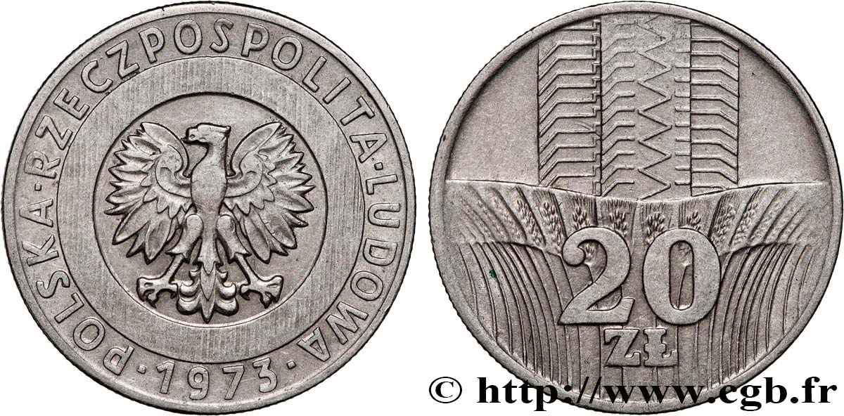 POLOGNE 20 Zlotych aigle  1973 Varsovie SUP 