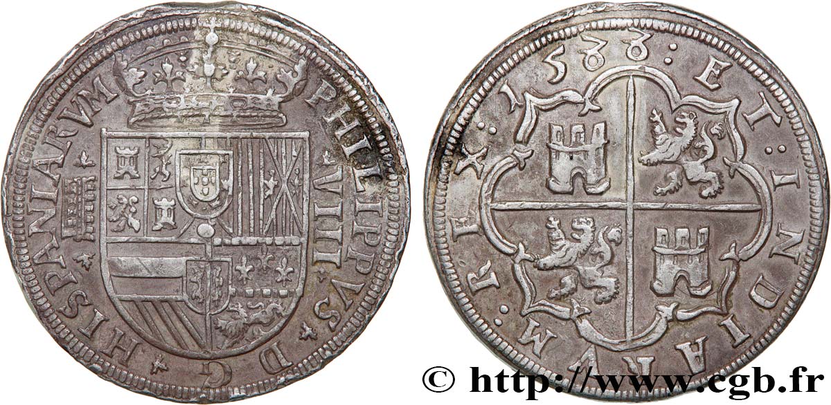 ESPAGNE - ROYAUME D ESPAGNE - PHILIPPE III 8 Reales 1588 Ségovie XF 
