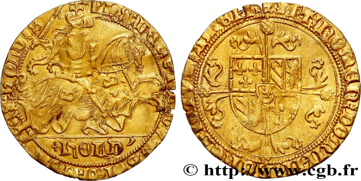 HOLLAND - COUNTY OF HOLLAND - PHILIP THE GOOD (BAILIF AND HEIR) Cavalier d or (Gouden Rijder) n.d. Dordrecht XF 