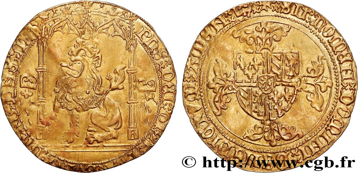 BRABANT - DUCHY OF BRABANT - PHILIP THE GOOD Lion d or n.d. Malines XF 