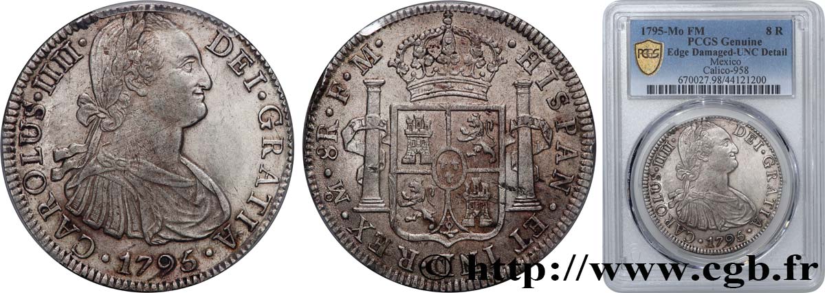 MEXICO - CHARLES IV 8 Reales  1795 Mexico MS PCGS