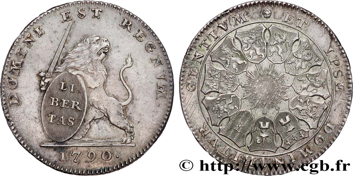 BELGIQUE - ÉTATS UNIS DE BELGIQUE Lion d’argent ou pièce de 3 florins 1790 Bruxelles VZ 