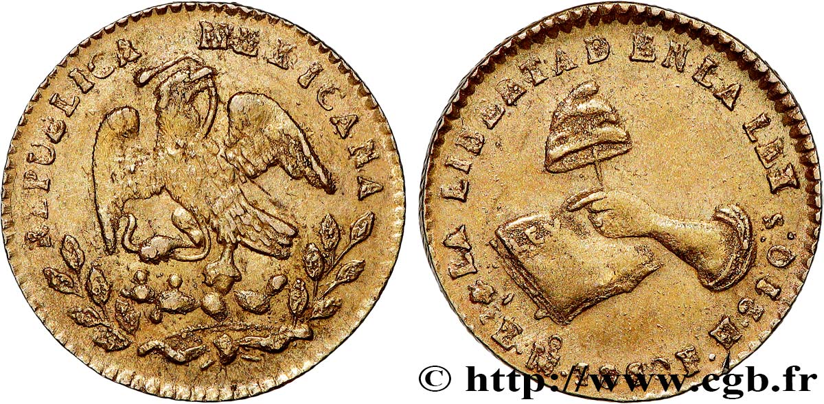 MEXICO - REPUBLIC 1/2 Escudo 1860 Mexico MBC 