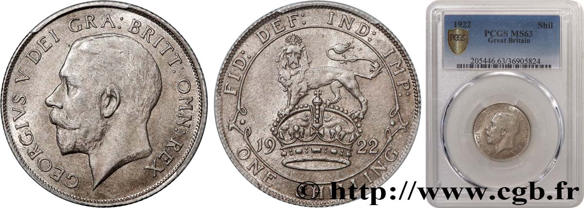 ROYAUME-UNI 1 Shilling Georges V 1922 Londres SPL63 PCGS