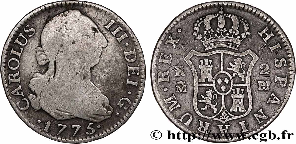 SPAIN 2 Reales Charles III 1775 Madrid VF 