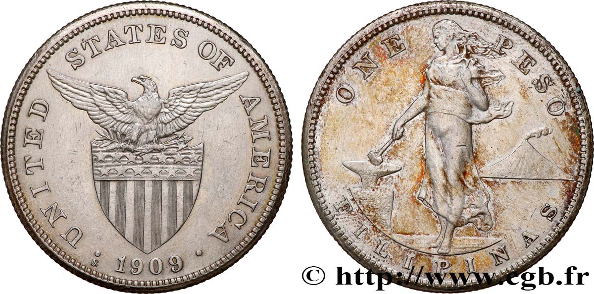 FILIPPINE 1 Peso - Administration Américaine 1909 San Francisco - S q.BB 