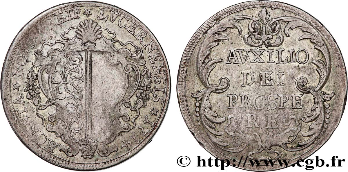 SUISSE - CANTON DE LUCERNA 1 Gulden 1714 Lucerne MBC 