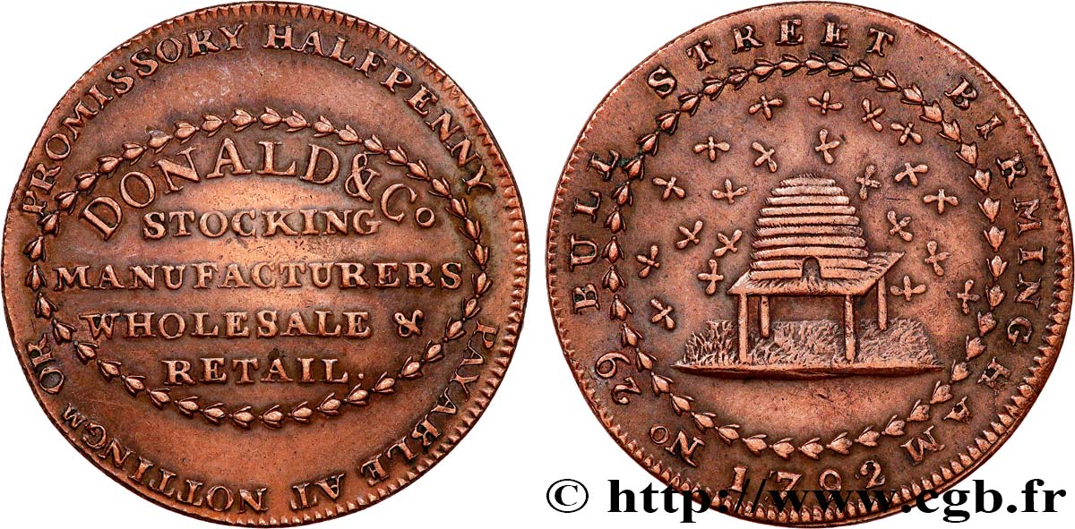 ROYAUME-UNI (TOKENS) 1/2 Penny Nottingham Donald & C° 1792  TTB 