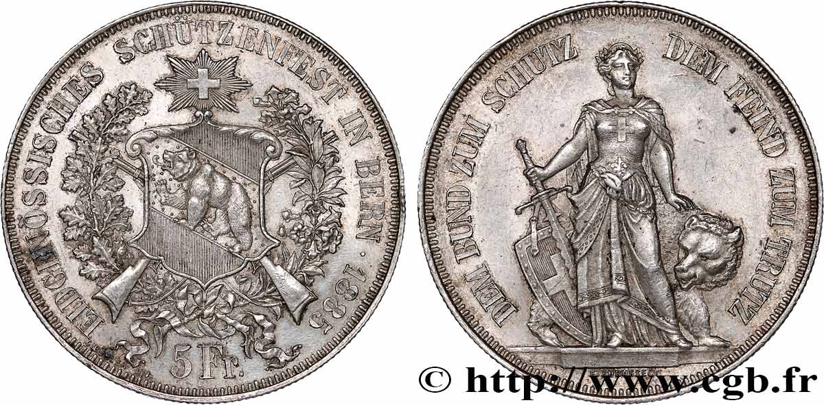 SUIZA 5 Francs concours de Tir de Berne 1885  EBC 