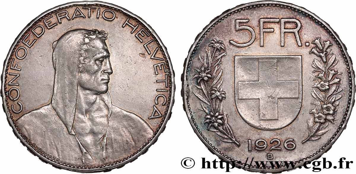 SWITZERLAND 5 Francs Berger 1926 Berne AU 