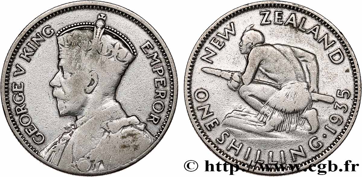 NOUVELLE-ZÉLANDE 1 Shilling Georges V 1935  TB+ 