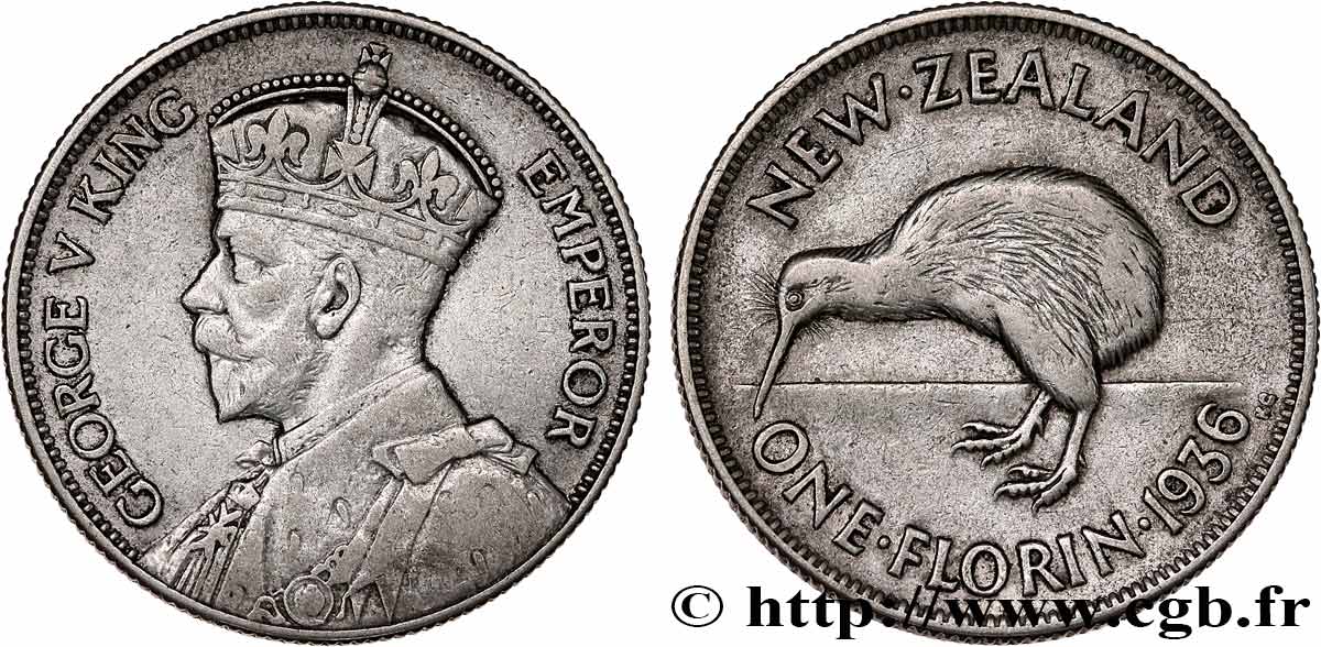 NEW ZEALAND 1 Florin Georges V 1936  VF 