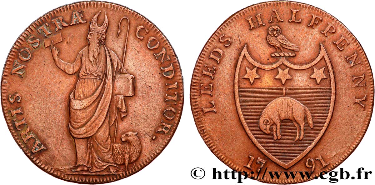 ROYAUME-UNI (TOKENS) 1/2 Penny Leeds (Yorkshire)  1791  TTB 