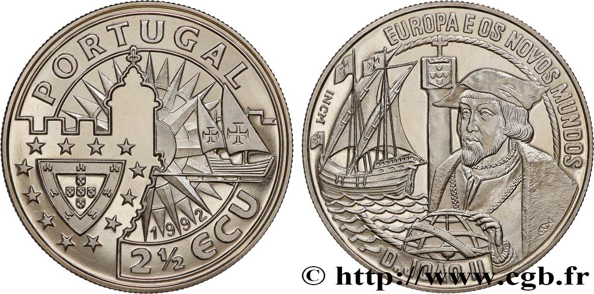 PORTUGAL 2 1/2 Ecu Proof Jean II 1992  FDC 